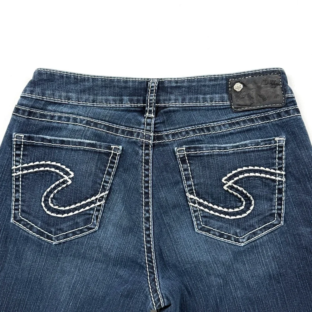 Silver Jeans Co Suki High Slim Boot Dark Wash Contrast Stitch Jeans W29 L33 - Picture 3 of 7